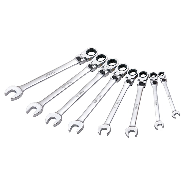 SAE flexible ratcheting locking system wrench set (9 pieces).